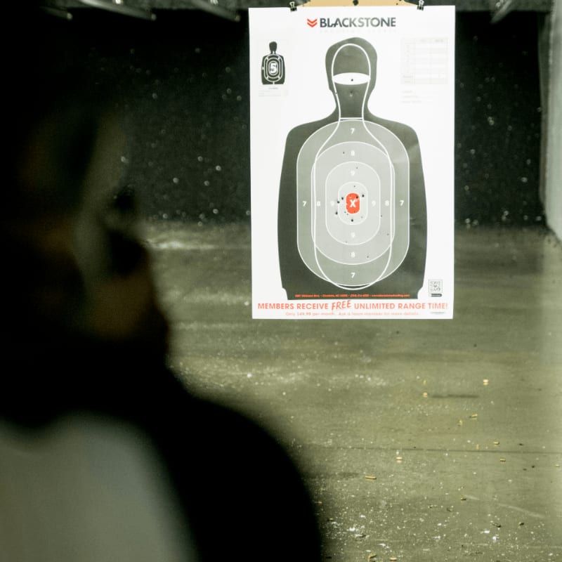 a target in the middle of a parking garage