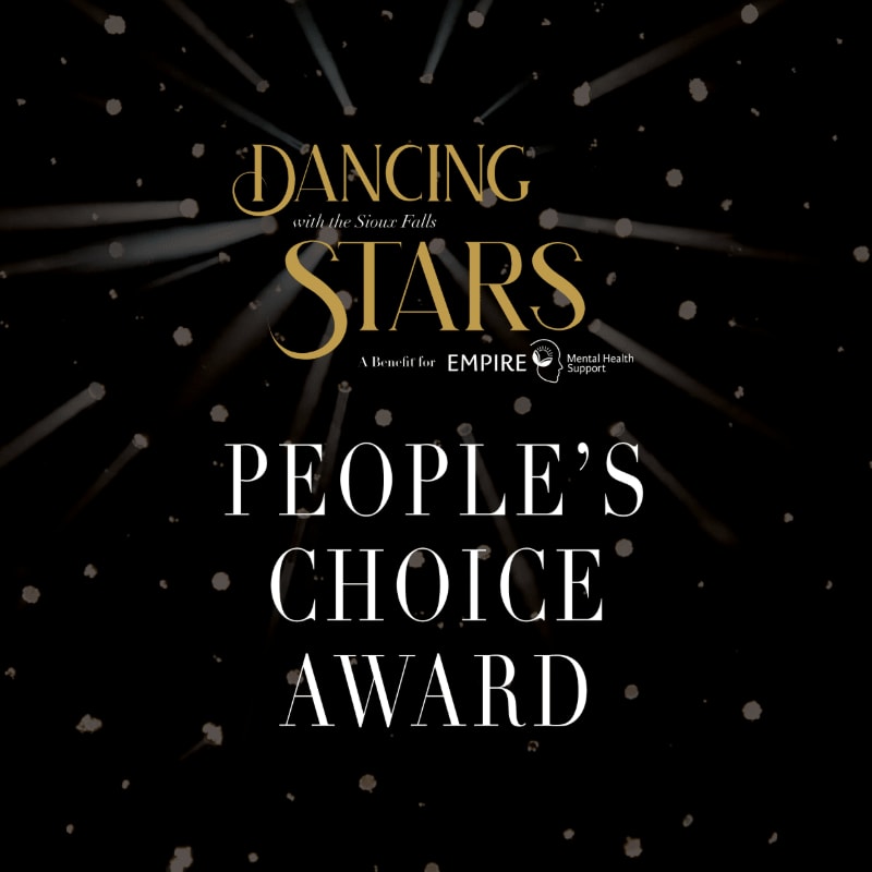 Gold text announcing "Dancing with the Stars People's Choice Award" floats against a dark background with streaks of light and confetti.