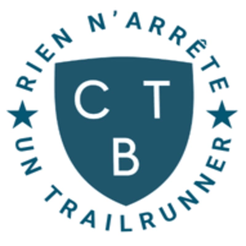 A dark blue shield with white letters "CTB" is centered on a white background, surrounded by a circular inscription in French and two blue stars.