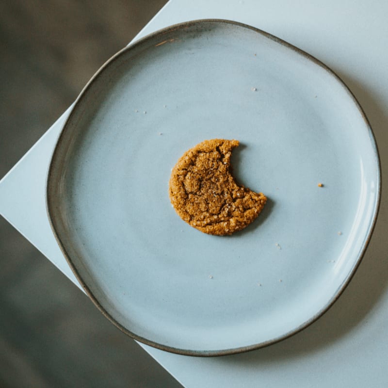 brown cookie on white ceramic plate