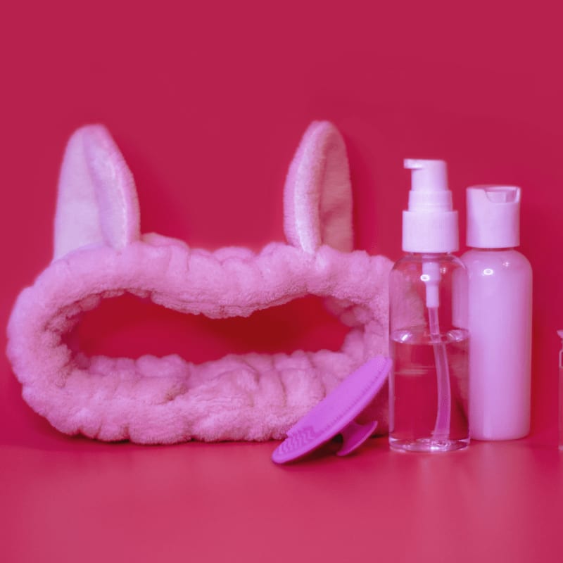 pink and white hair band