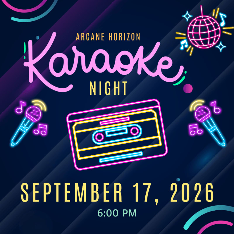 Neon microphones and a cassette tape are in the foreground, with a disco ball and abstract shapes in the dark, starry background.
