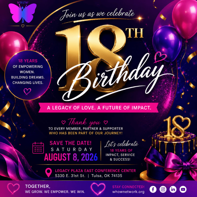 A vibrant 18th birthday celebration invitation features a large "18th Birthday" graphic in the foreground, with balloons, confetti, and event details, set against a dark, sparkling background with a butterfly motif.