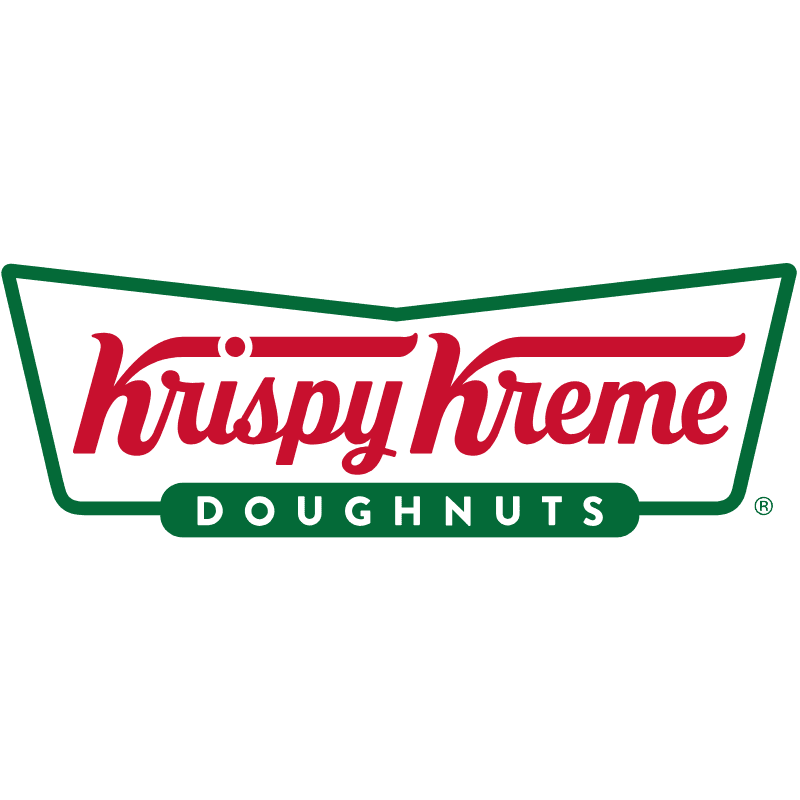 A red Krispy Kreme logo with "DOUGHNUTS" written below it is set against a white background.