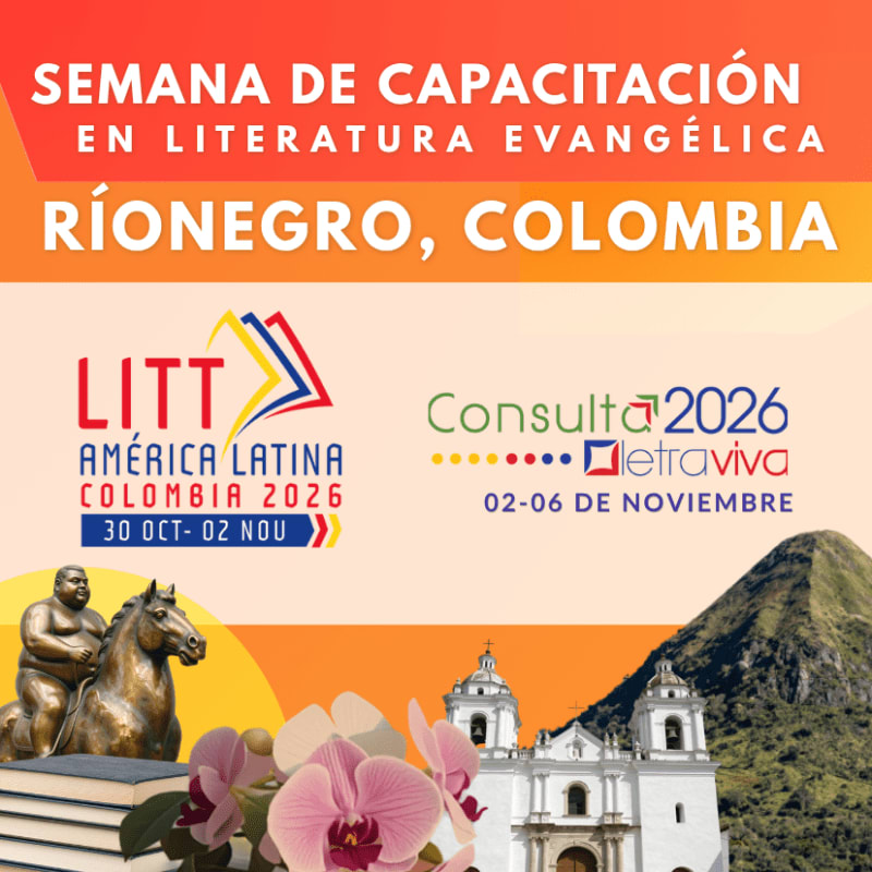 A vibrant poster for a literary event in Rionegro, Colombia, features a bronze sculpture of a man and horse atop books in the foreground, with a picturesque mountain landscape and a colonial church in the background.