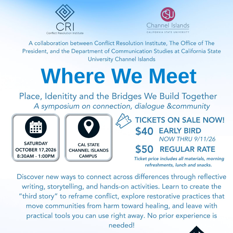 In the foreground, ticket information and event details are presented with icons, while the background features university and institute logos with a gradient blue and white color scheme.