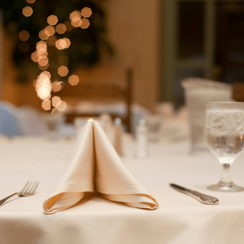 white handkerchief on table