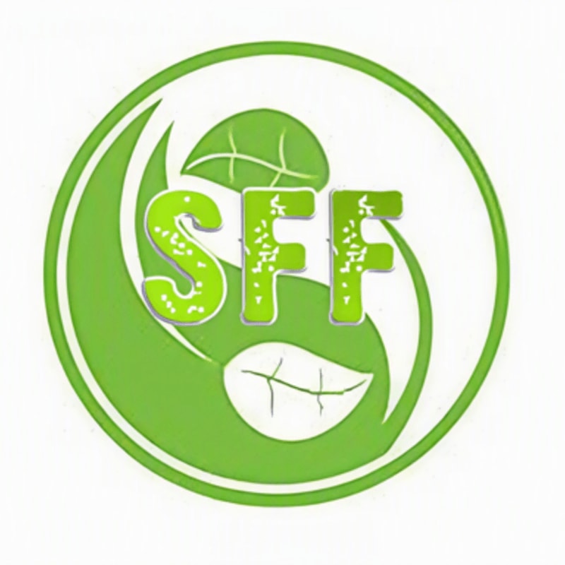 A green circular logo with the letters "SFF" in the foreground and stylized leaves and swirls in the background.
