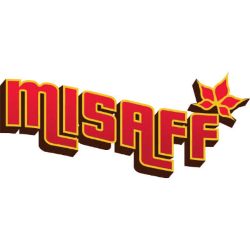 Red and yellow 3D letters spelling "MISAFF" are in the foreground, with a stylized red and yellow flower to the right, all against a white background.