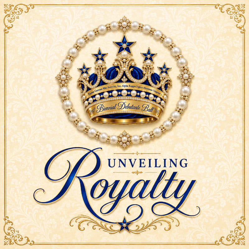 A jeweled crown encircled by pearls sits above the elegant script "Unveiling Royalty" on a textured, ornate background.