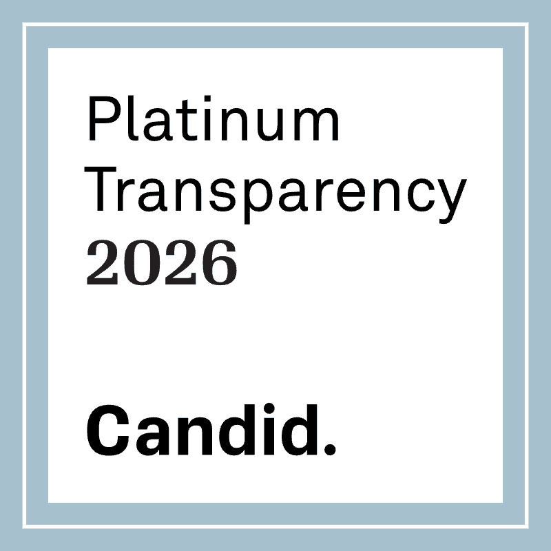 Black text reading "Platinum Transparency 2026 Candid." is centered on a white background within a light blue border.