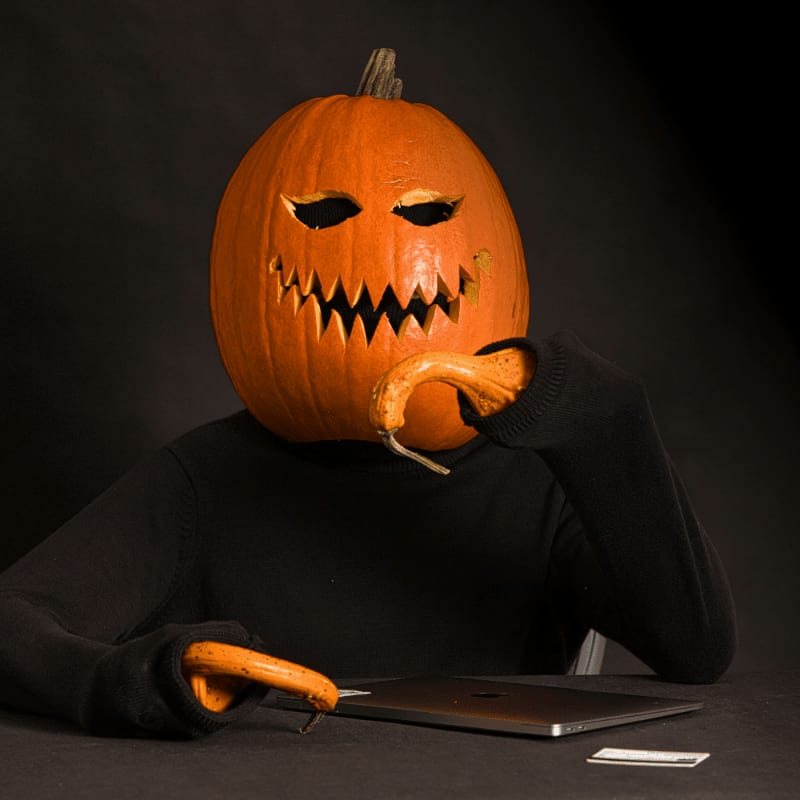 a pumpkin carved to look like a face