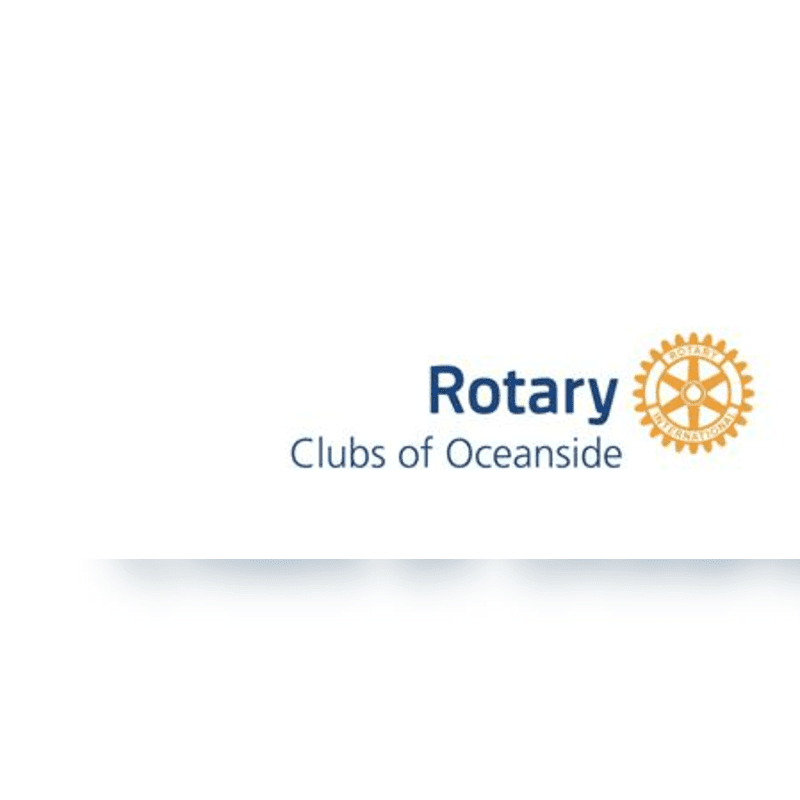 A white background features the Rotary Clubs of Oceanside logo in the upper right, with a subtle blue and grey gradient strip across the bottom.