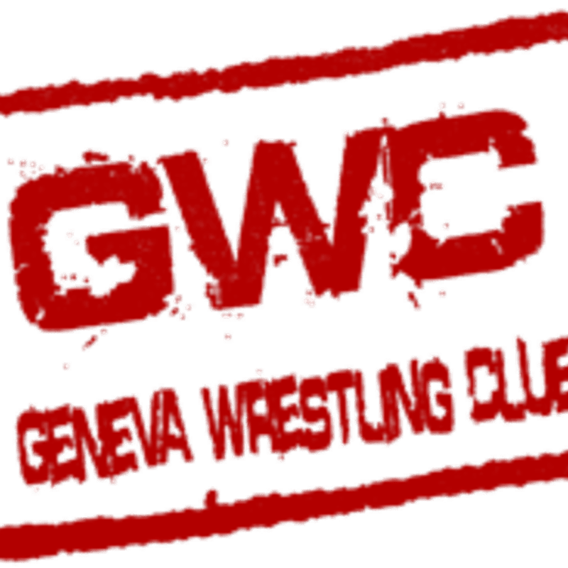 A red, distressed stamp with "GWC GENEVA WRESTLING CLUB" printed on it is the sole focus against a white background.