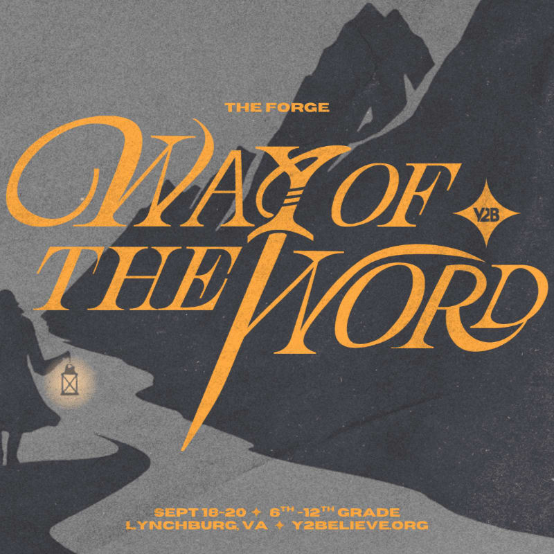 A silhouetted figure holding a lantern walks along a winding path in the foreground, with stylized mountains and the words "WAY OF THE WORD" in large orange lettering dominating the background.
