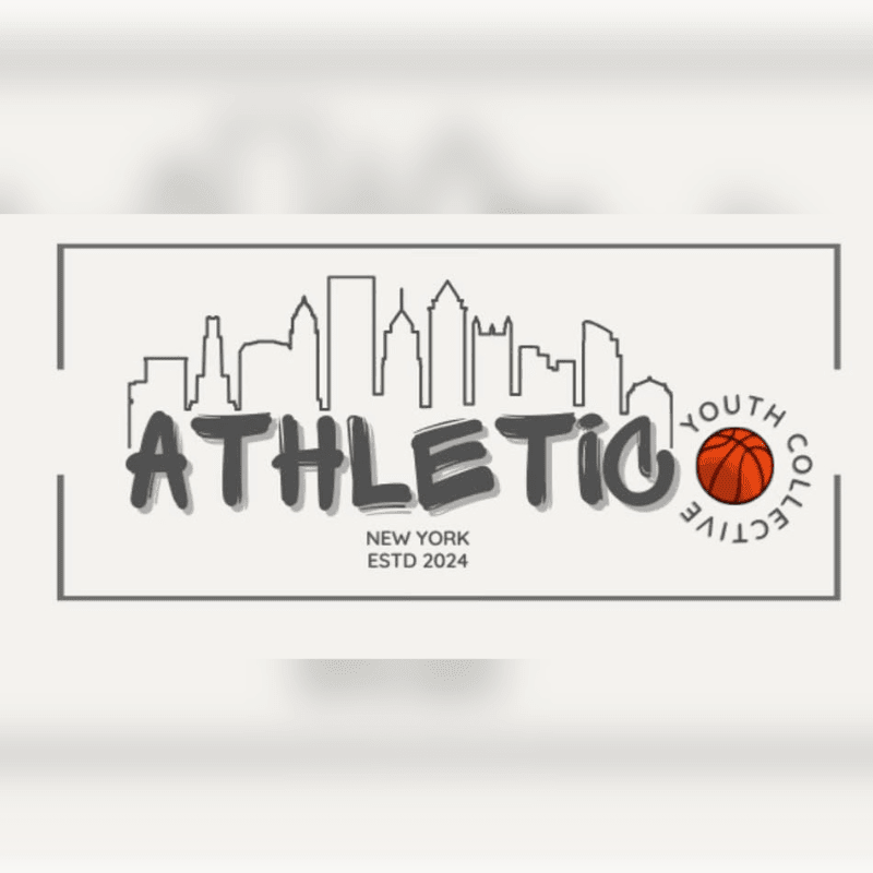 A stylized New York City skyline is in the background, with the words "ATHLETIC YOUTH COLLECTIVE" and a basketball in the foreground.