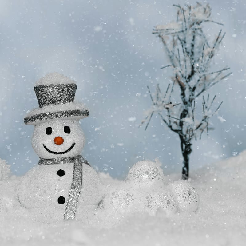 snowman with snow on his head