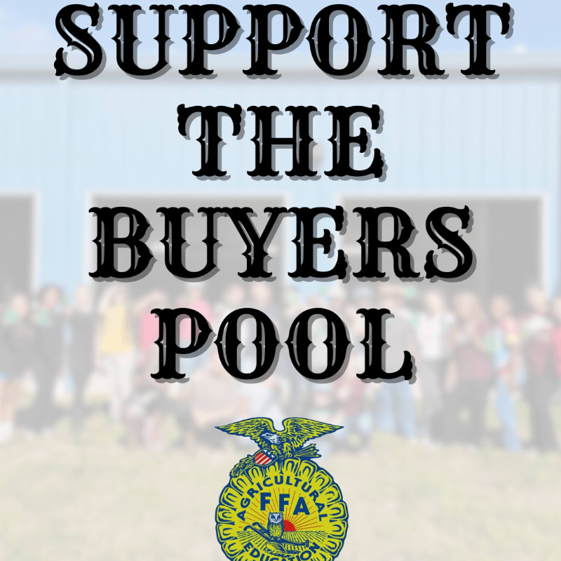 A group of people are blurred in the background, with the FFA emblem in the foreground and bold text reading "SUPPORT THE BUYERS POOL" across the top.