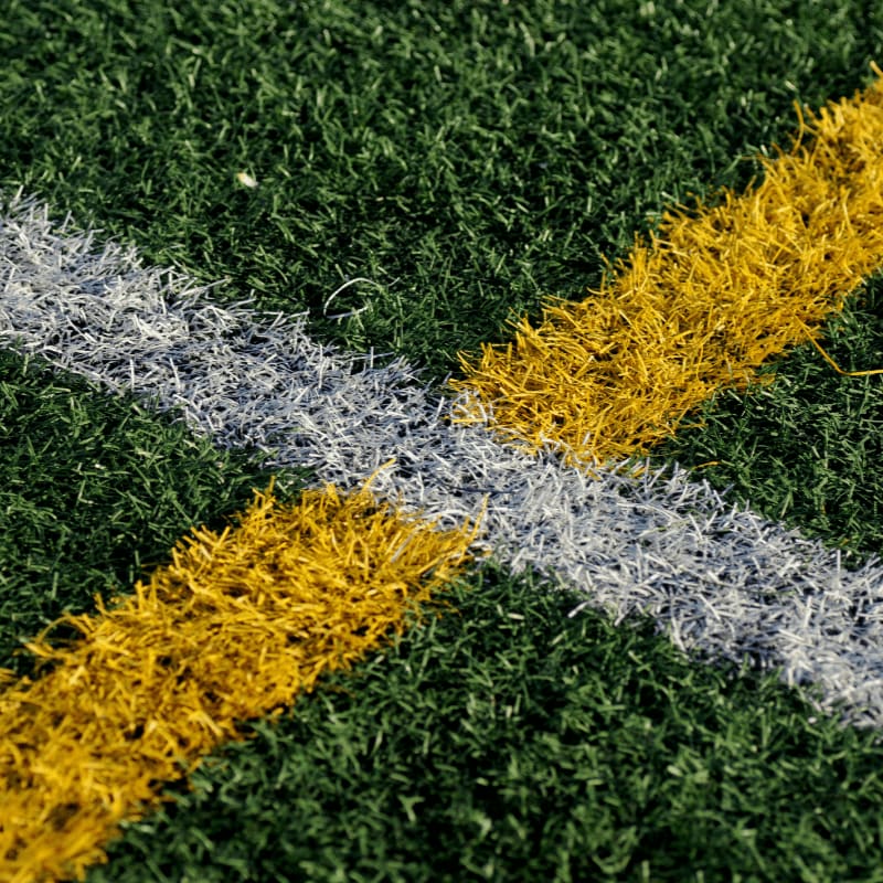 yellow and white line mark on green grasses