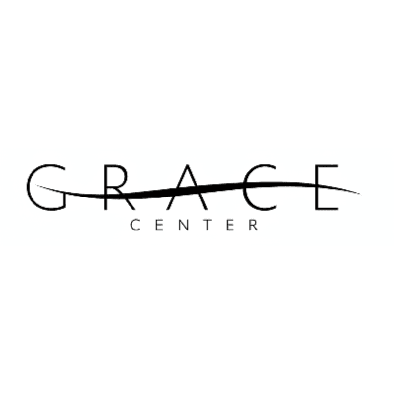 The foreground features the word "GRACE" in a stylized font with a horizontal line cutting through it, while the background is a plain white space.
