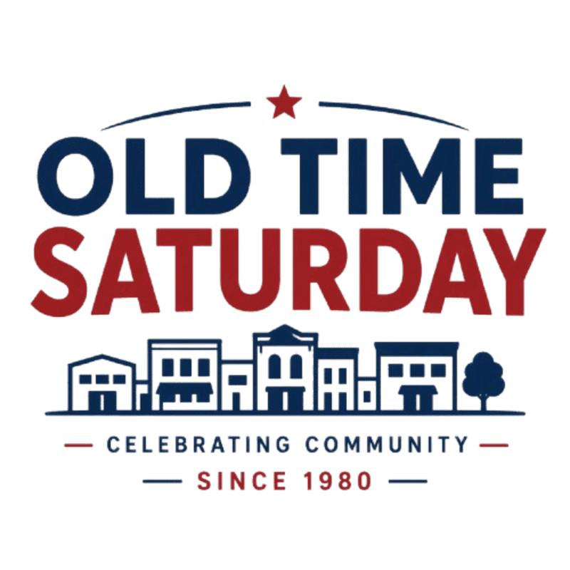 A stylized logo for "Old Time Saturday" features a row of buildings in the foreground and text with a star in the background.