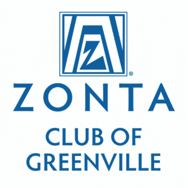 A blue Zonta Club of Greenville logo with a stylized "A" emblem is displayed against a white background.