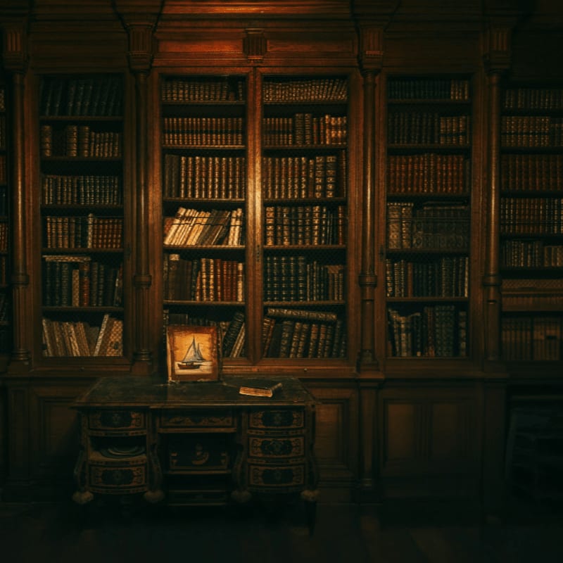 A room with a lot of books in it
