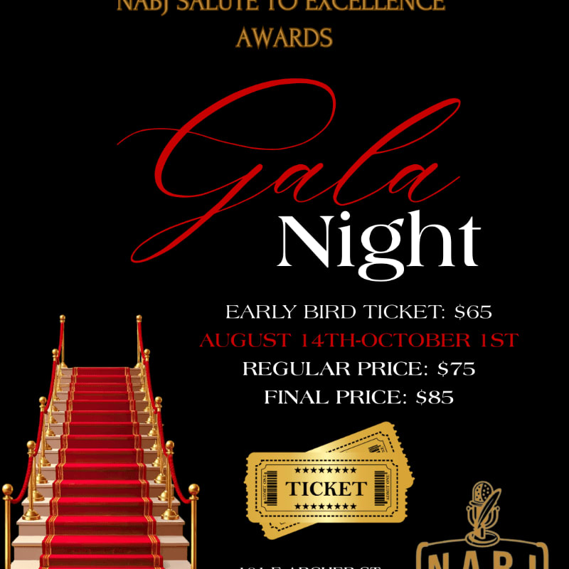 A red carpeted staircase leads up to a "Gala Night" event advertised with ticket prices and dates against a black background.