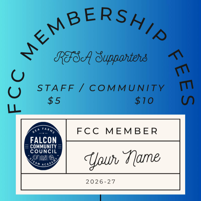 A membership card for the Falcon Community Council is shown in the foreground against a blue gradient background with text about membership fees.