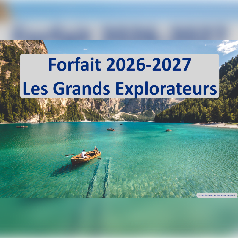 A serene turquoise lake with a small wooden boat in the foreground is surrounded by lush green mountains under a clear blue sky, with text overlaying the scene.