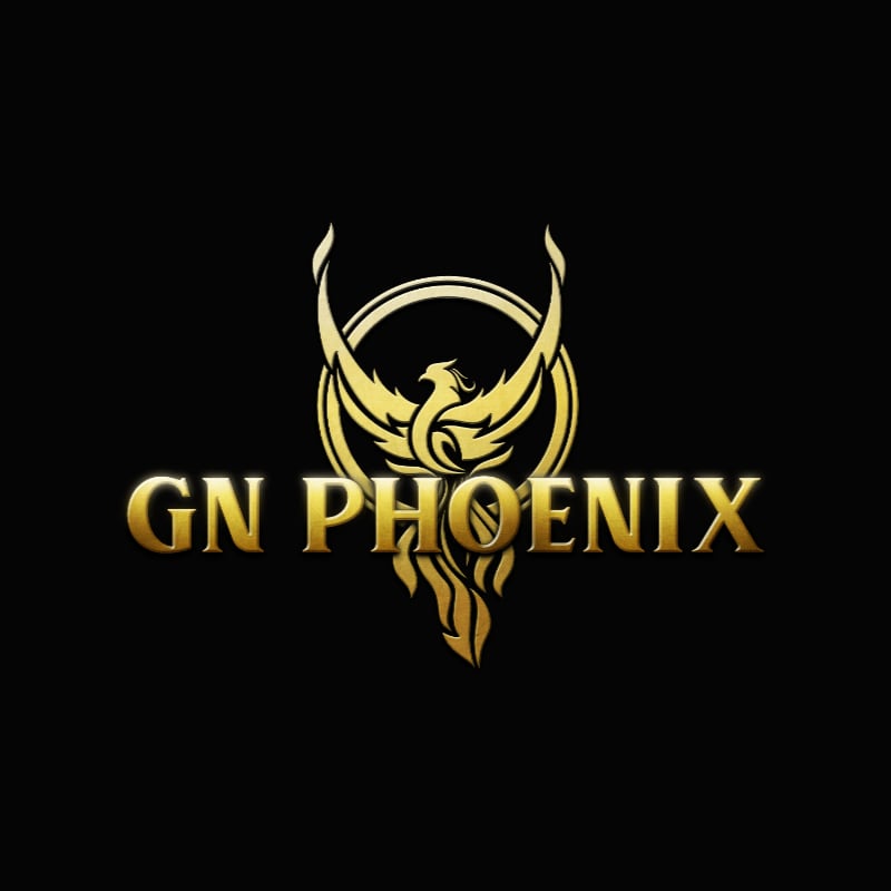 A golden phoenix logo with the text "GN PHOENIX" is centered against a black background.
