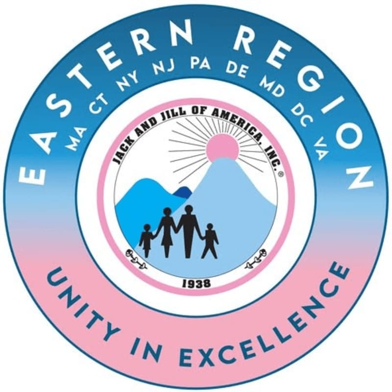 A circular logo features a silhouette of a family in the foreground against a backdrop of mountains and a rising sun, with the words "EASTERN REGION UNITY IN EXCELLENCE" encircling the outer edge.