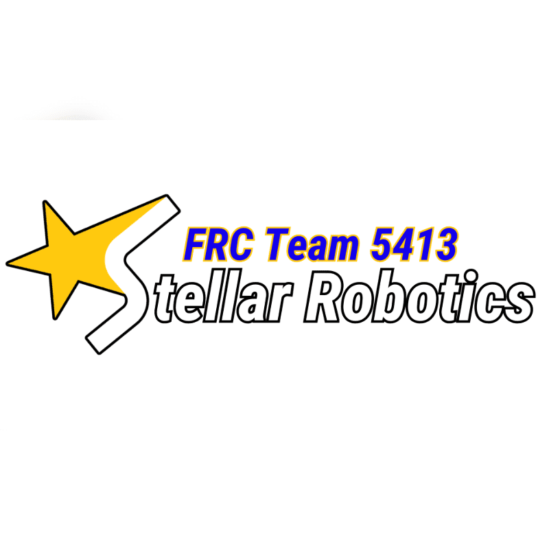 A yellow star with a white swoosh is to the left of the text "FRC Team 5413 Stellar Robotics" on a white background.