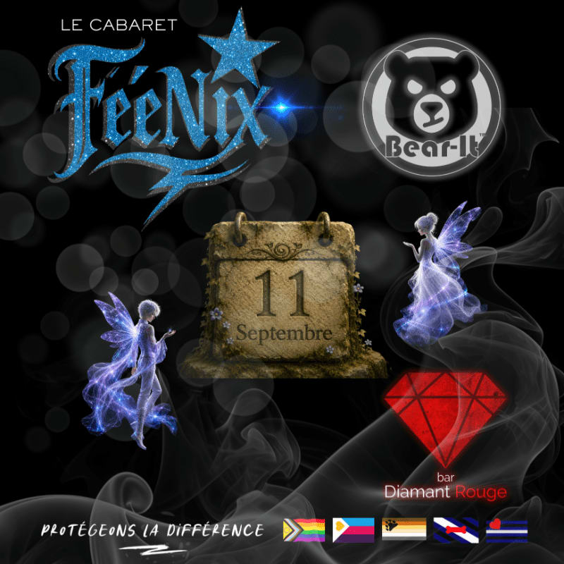 Sparkling fairies and a calendar marking September 11th are in the foreground, set against a dark background with a "Bear-It" logo and a red diamond.