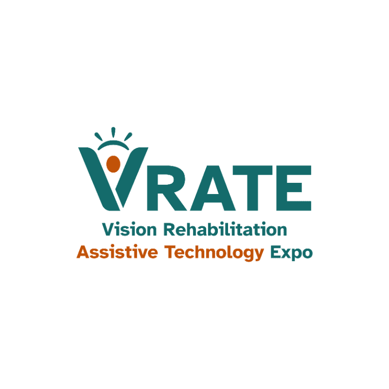 A logo with the text "VRATE Vision Rehabilitation Assistive Technology Expo" is displayed on a white background.