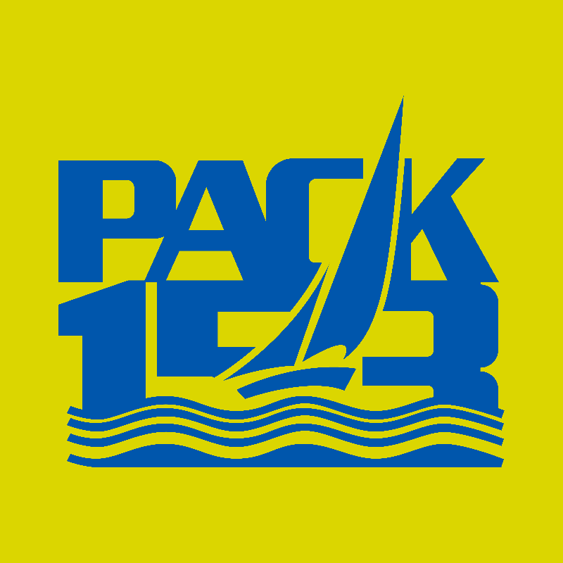 Blue text and a sailboat with waves are in the foreground against a yellow background.