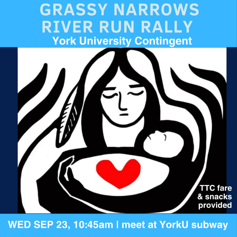 A black and white illustration of a woman holding a baby with a red heart in front of her, set against a blue background with event details.