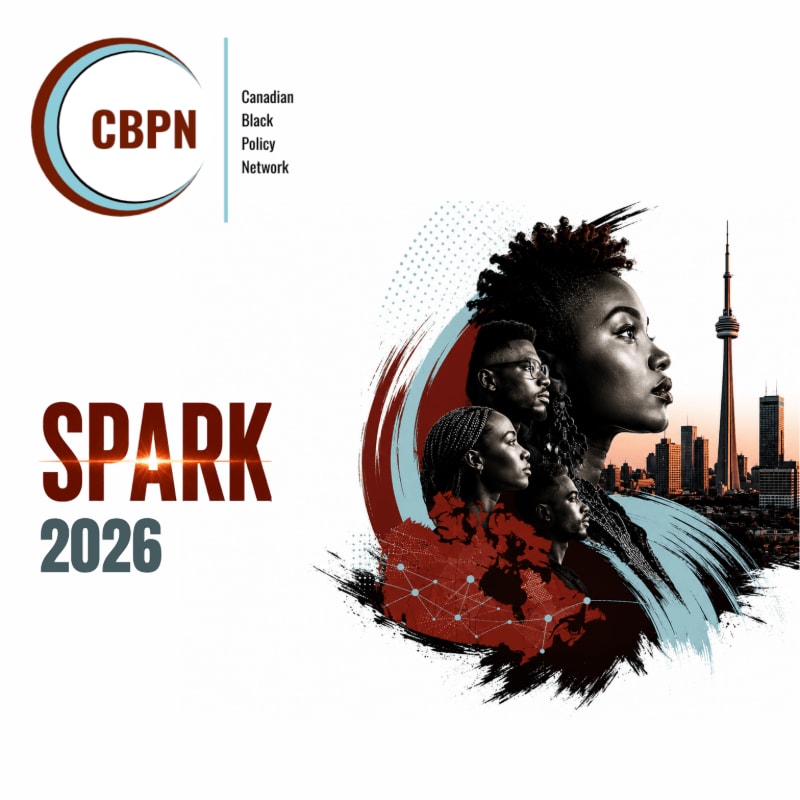 A stylized graphic for "SPARK 2026" features a profile of a Black woman in the foreground, with a cityscape and the CN Tower in the background.