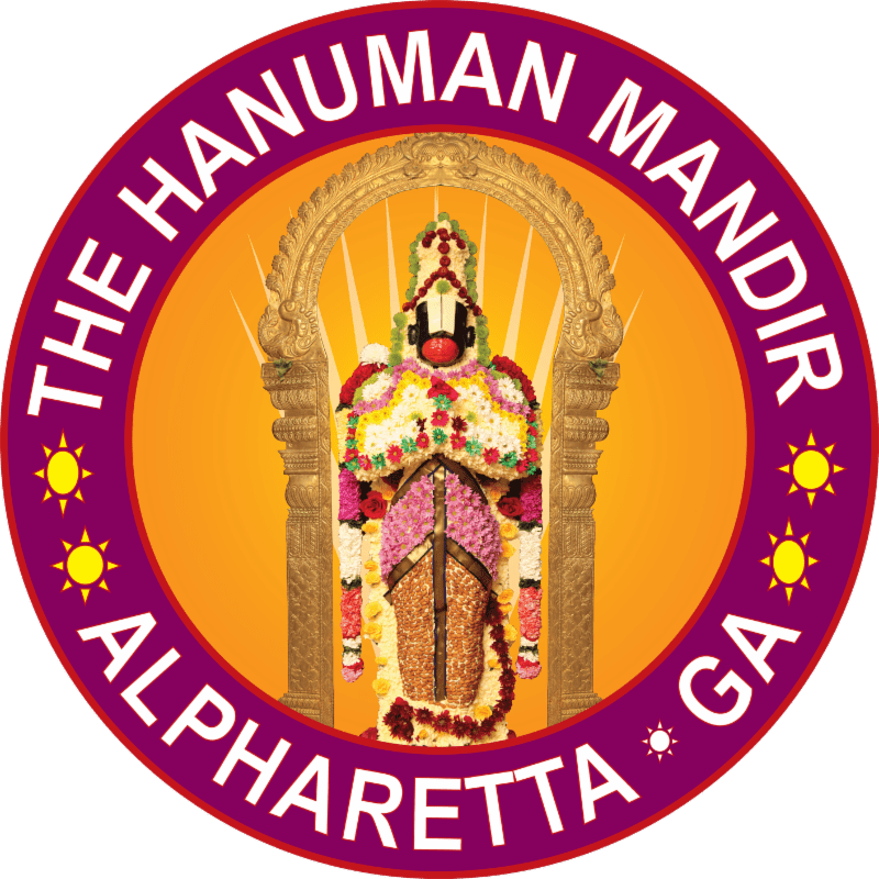 A colorful, ornate deity stands in the foreground before a golden archway, all framed by a circular emblem with text and sun symbols in the background.