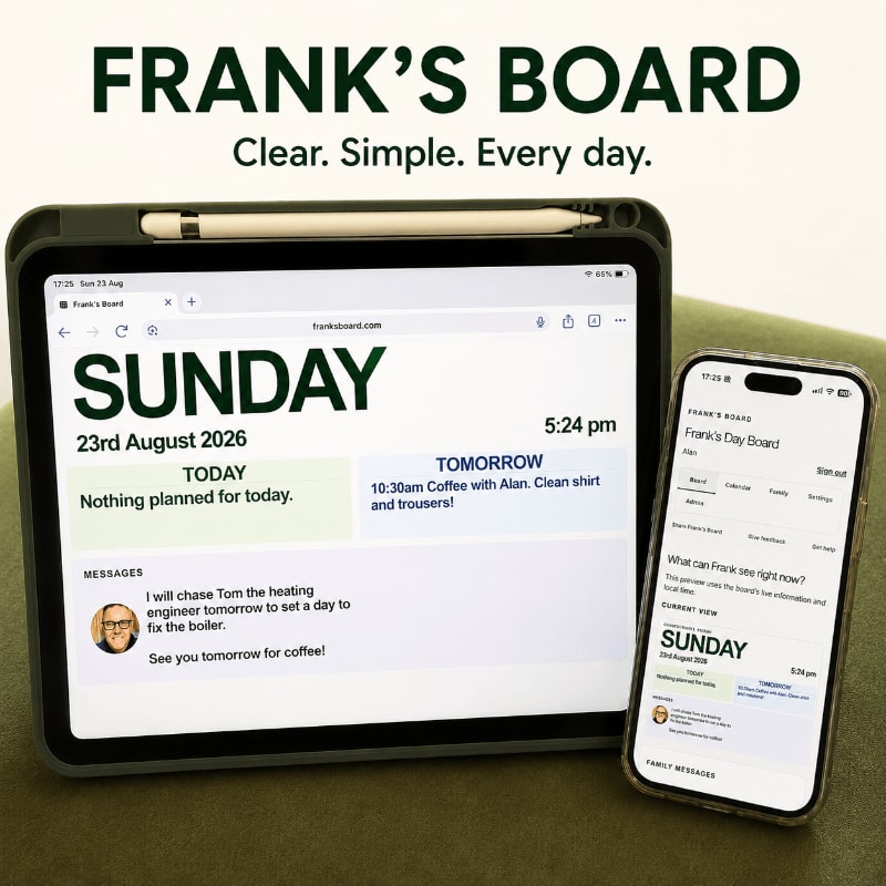 A tablet and smartphone display a digital calendar and to-do list, set against a blurred green background.