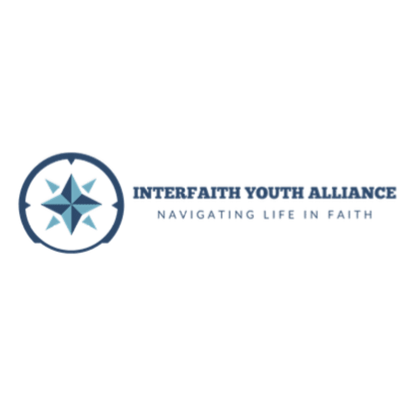 A compass rose logo with the words "INTERFAITH YOUTH ALLIANCE" and "NAVIGATING LIFE IN FAITH" are on a white background.