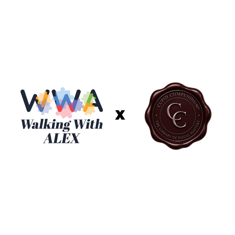 In the foreground, a colorful "WWA Walking With ALEX" logo is juxtaposed with a dark, circular wax seal featuring "CC" in the background.