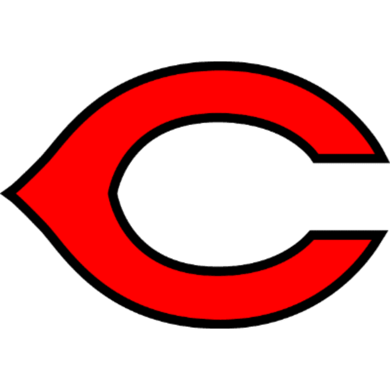 A bold red letter "C" with a black outline stands out against a plain white background.