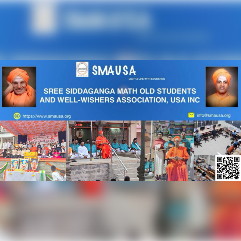 A banner with the SMAUSA logo and information is displayed above a collage of photos showing people in traditional attire and a classroom setting.