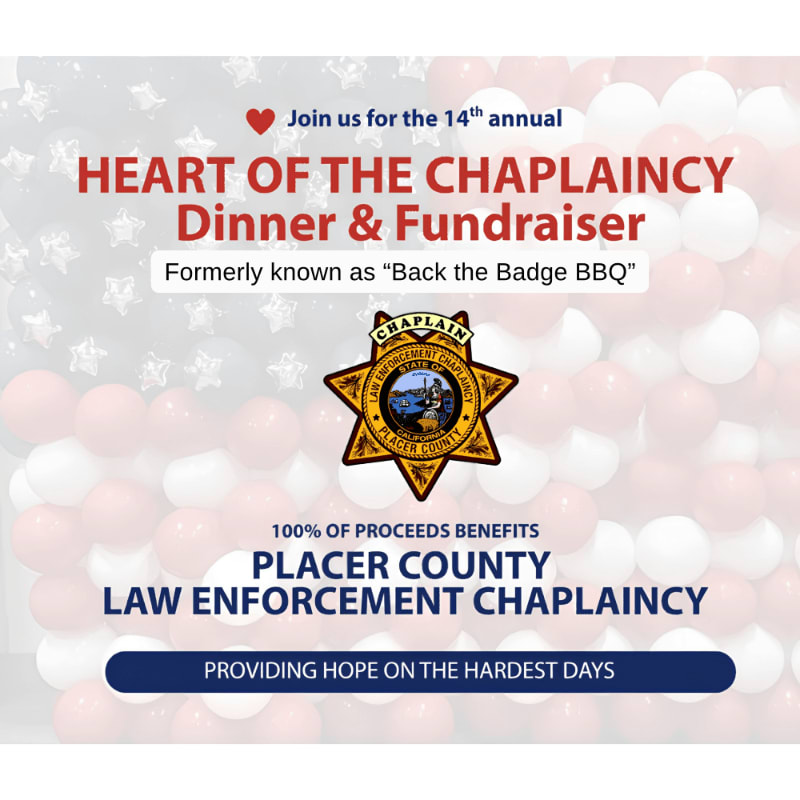 A star-shaped badge is centered on a background of red and white balloons, advertising the "Heart of the Chaplaincy Dinner & Fundraiser."