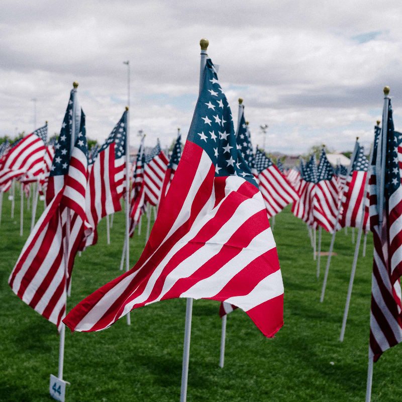 flags of USA with pole