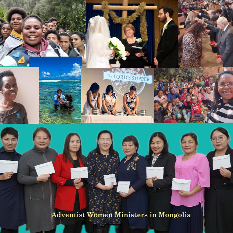 A collage of images features a group of smiling young people in the foreground, with a lush green landscape in the background, alongside other scenes of religious ceremonies and gatherings.