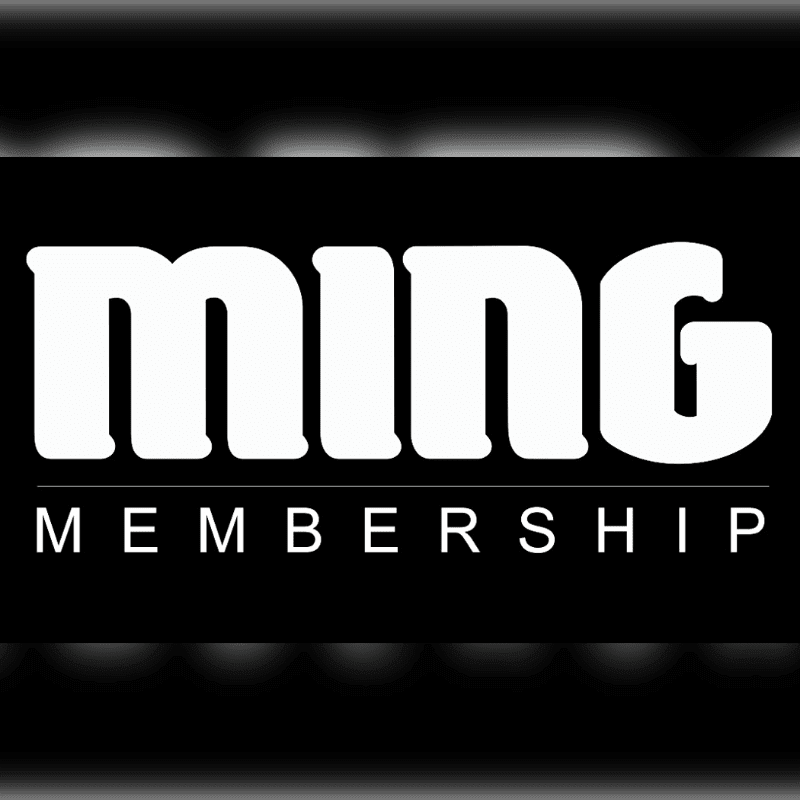 White text reading "MING MEMBERSHIP" is centered on a black background with a subtle gradient.