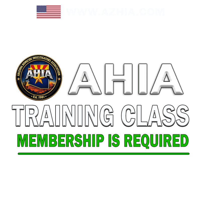 An American flag and a circular logo are in the background, while the foreground displays large white text reading "AHIA TRAINING CLASS" above green text stating "MEMBERSHIP IS REQUIRED."