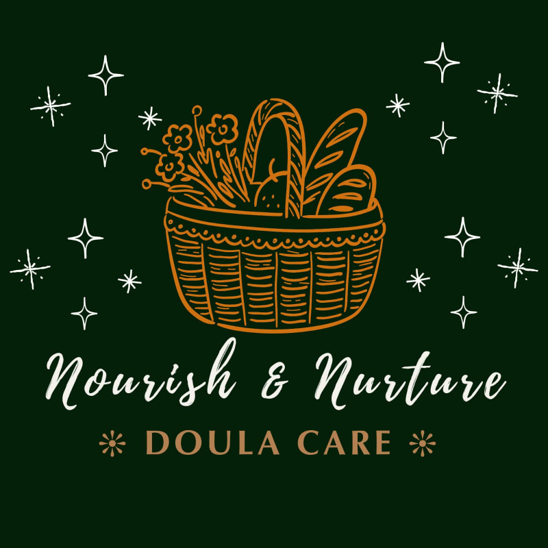 A woven basket filled with bread and flowers sits in the foreground against a dark green background adorned with white stars.